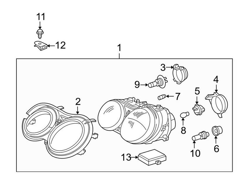 Mercedes Headlight Seal - Driver Left 2158260380